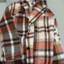 PRETTYGARDEN Women Plaid Shacket Jacket Trendy Fall Casual Button Wool Blend Tartan Trench Coat Winter Clothing with Pockets (Small, Brick Red)