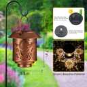 Solar Lantern Outdoor Hanging Sunflower Lights Gifts for Women Mom Metal Garden Decor Outside Waterproof LED Lanterns for Patio(Dragonfly + Sunflower)