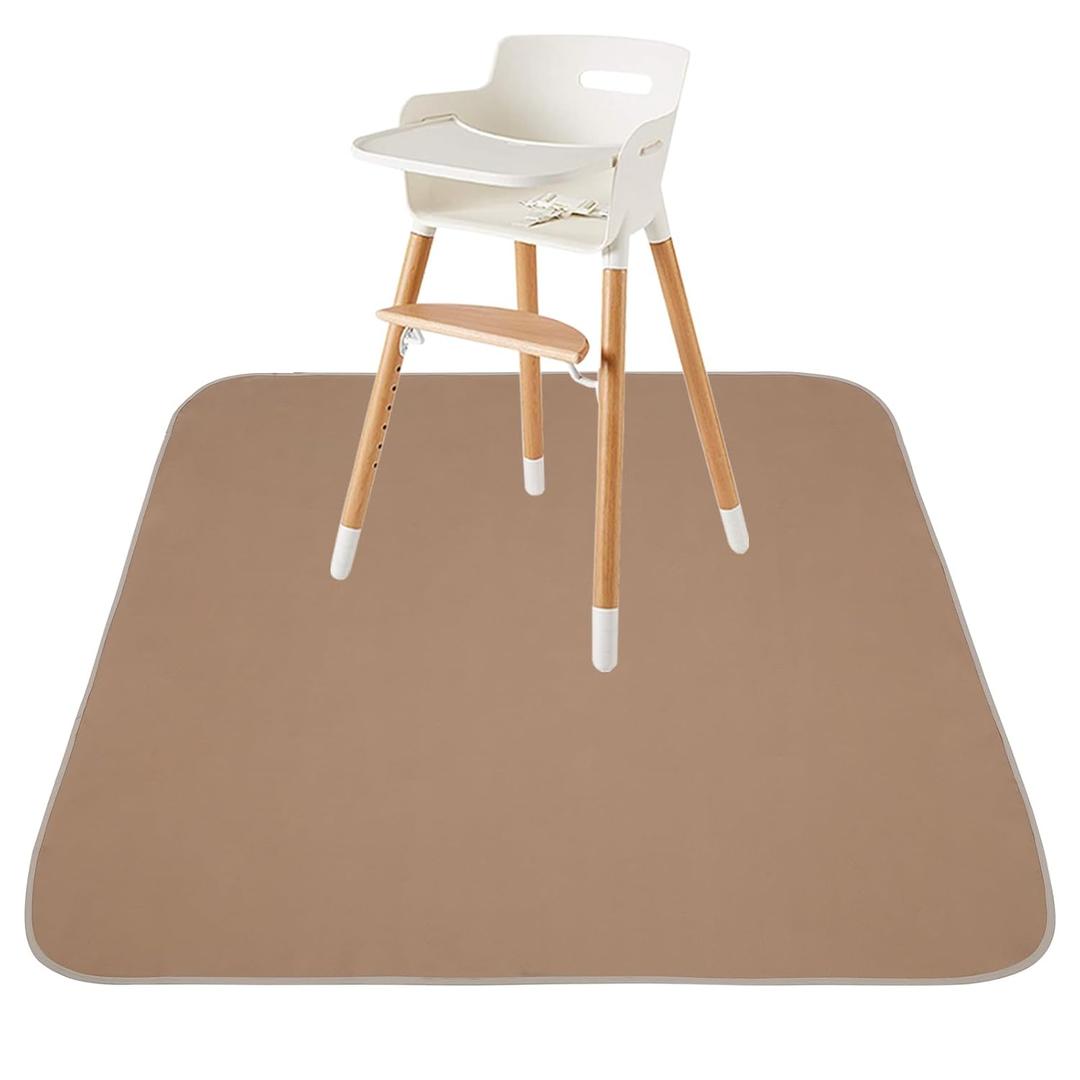 Baby Splat Mat for Under High Chair/Arts/Crafts, Triluby 51" Waterproof Non Slip Food Splash Mat for Eating Mess, Washable Weaning Mat Reusable Spill Floor Protector (Brown)