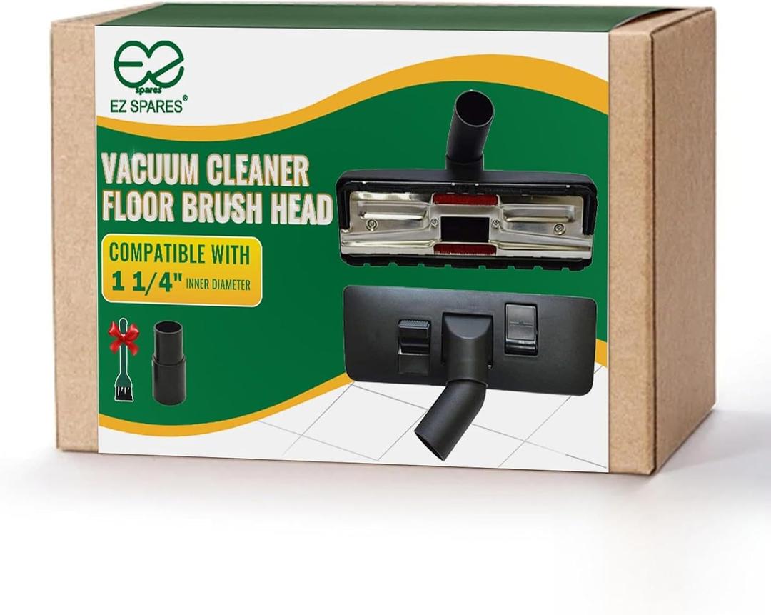 EZ SPARES 1 1/4 inch 32mm Universal Vacuum Cleaner Euro Floor Brush Head Brush Attachment for Floor and Carpet Combo Tool (Black)
