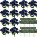Peonies Artificial Flowers Bulk, 12 Bundles Fake Silk Peonies Faux Eucalyptus Bouquet Realistic Peony Floral Arrangement for Wedding Table Centerpiece Vase Decor (Navy Blue)