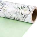 RUSPEPA Reversible Floral Wrapping Paper for Women Girls, Mini Roll, Elegant Flower Greenery and Sage Green Gift Wrap Paper for Wedding, Birthday, Bridal Shower, Mother's Day, 17 Inches x 16.4 Feet