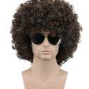 karlery Men Women Afro 70s 80s Short Curly Dark Brown Rocker Party Wig California Halloween Costume Cosplay Wig