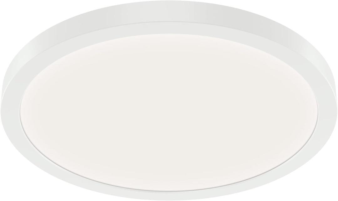 KICHLER Ara 11.03" Modern Minimal Round LED Flush Mount in White, for Damp Indoor Locations, Main Light Source, Integrated LED, Edge-Lit Technology, 1600 Lumens, Dimmable to 10%, 53011WH30