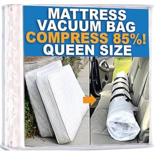 Mattress Vacuum Bag for Moving, Vacuum Seal Mattress Bag for Memory Foam or Inner Spring Mattresses, Compression and Storage for Returns, Leakproof Valve and Double Zip Seal (Queen/Full/Full-XL)