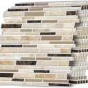 12-Sheets Peel and Stick Tile Decals 1212 Stick on Backsplash for Kitchen, Wall Stickers Vinyl Waterproof Self Adhesive for Bathroom Laundry Room (Beige & Yellow & Brown) (12 x 12 inch (Marble style), Spt-004)