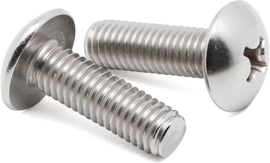 1/4-20 x 1/2" Truss Head Machine Screws, Full Thread, 304 Stainless Steel 18-8, Bright Finish, Machine Thread, 50 PCS