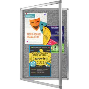 Enclosed Bulletin Board, Outdoor Weatherproof, Display Case Message Board with Acrylic Locking Door, Felt Grey, Aluminum Frame,36x24 Inch (5xA4)