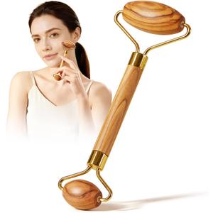 CHOSIN Face Roller Massage Tool, Facial Roller Tool for Lymphatic Drainage - Wrinkles, Lifting & Puffy Eyes for Women Men Self Care Gift (Olive Wood)