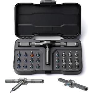 24 In 1 Magnetic Screwdriver Set DIY, Portable Ratchet Screwdriver Set with T Handle, Removable Self-Assembly Precision Screwdriver Kits Compact for PC, Furniture, Bicycle