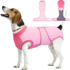 Kuoser Recovery Suit for Dogs, Soft Dog Spay Suit for Female Surgery Recovery, Breathable Dog Neuter Recovery Suit Male, Anti Licking Dog Onesie for Abdominal Wounds Cone Alternatives, Pink M