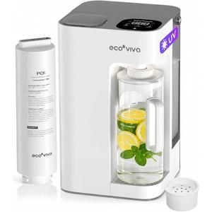 Mate 3 UV Reverse Osmosis Water Filter Countertop, 3:1 Pure to Drain, Autofill Pitcher, No Installation Water Purifier, Portable 9 Stage RO Water Filtration with Remineralization, Self-Cleaning, White