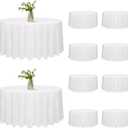 10 Pack 120 Inch Round Tablecloth, Stain and Wrinkle Resistant Polyester White Table Cloth, Washable Decorative Round Table Cover for Dining, Buffet Parties & Wedding
