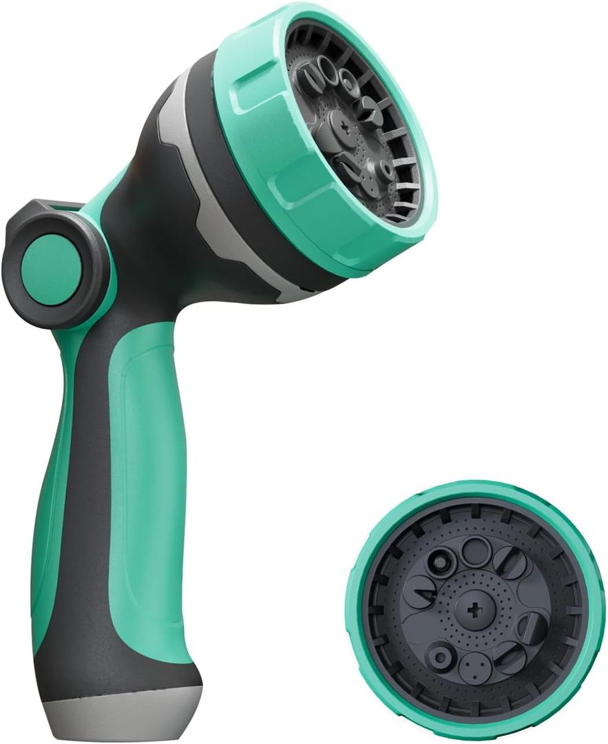 HVNPSH Heavy Duty Garden Hose Nozzle, 10 Spray Patterns Water Hose Sprayer with Thumb Control On/Off Valve, Comfortable Grip, Ideal for Outdoor Watering, Garden, Cleaning, Car Washing, Pack of 2, Bundle 