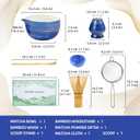 2 x Matcha Whisk Set,7 Pcs Matcha Set Blue,Matcha Kit for Ceremony,480 ML Ceramic Bowl(chawan) with Spout,Bamboo Whisk(100 prong) and Holder,Tradition Tea Set,Gift for Matcha Lovers
