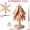 Natural Tree Trivet Set - 4 Wooden Hot Pot Holders, Heat Resistant Countertop Protectors for Christmas & Thanksgiving, Auto Unfold Space-Saving Design