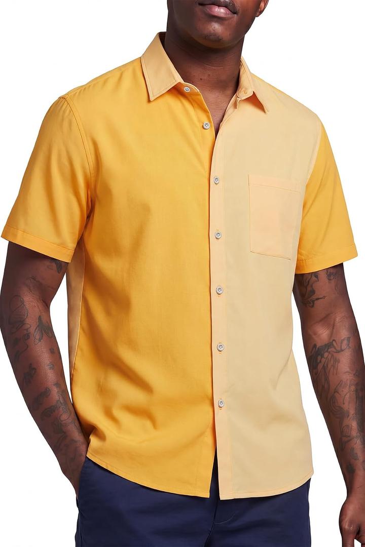 KYKU Mens Hawaiian Shirt Short Sleeve Button Down Casual Summer Beach Shirts (XL)