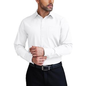 COOFANDY Mens Dress Shirts Wrinkle Free Long Sleeve Button Down Shirts Formal Business Shirt (Medium, White)