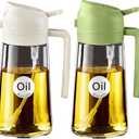 YARRAMATE 2Pcs 16oz/470ml 2 in 1 Oil Sprayer for Cooking with Stickers, Food-grade Glass Oil Spray Bottle, Oil Dispenser and Oil Sprayer for Kitchen, Salad, Frying, BBQ (White & Green)