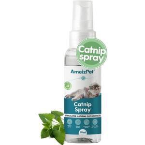 AmeizPet Catnip Spray for Cats 50 ml (1.69 Oz) Cat Scratching Sprays, Transparent Cat & Kitten Behaviour Spray, Safe & Effective Solution, Use Indoor & Outdoor, 2pk