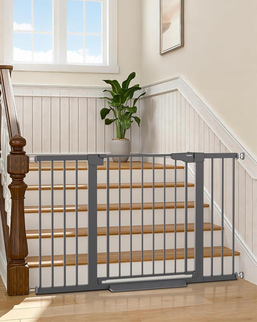 Cumbor 30-51.5 in Extra Wide Baby Gate for Stairs, Dog Gate, Cool Gray