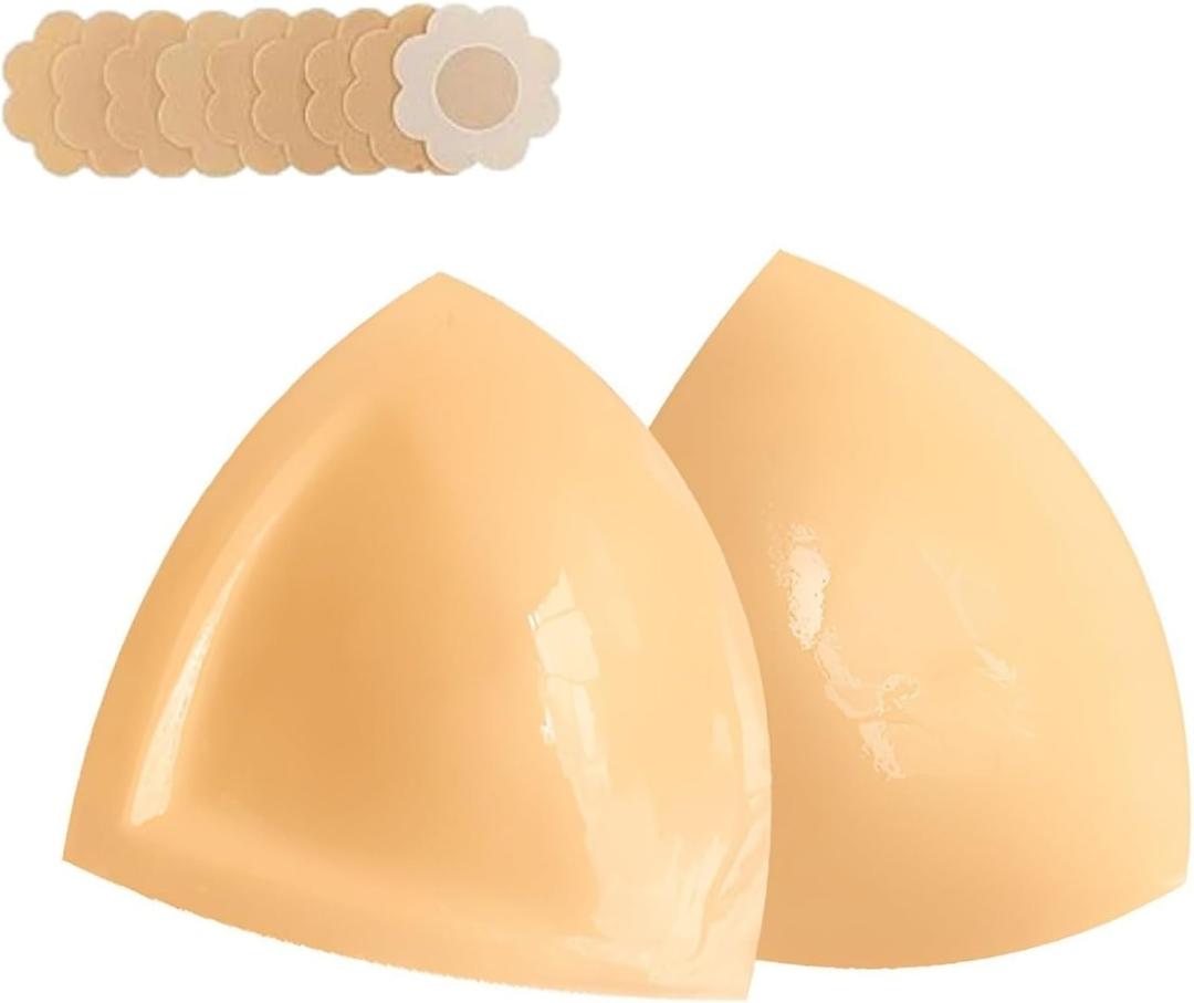 DEPOVOR Double-Sided Adhesive Bra Inserts, Large Size Lightly Padded for D+ Cups, Reusable Lifting Enhancers for Large Busts (Beige, Medium)