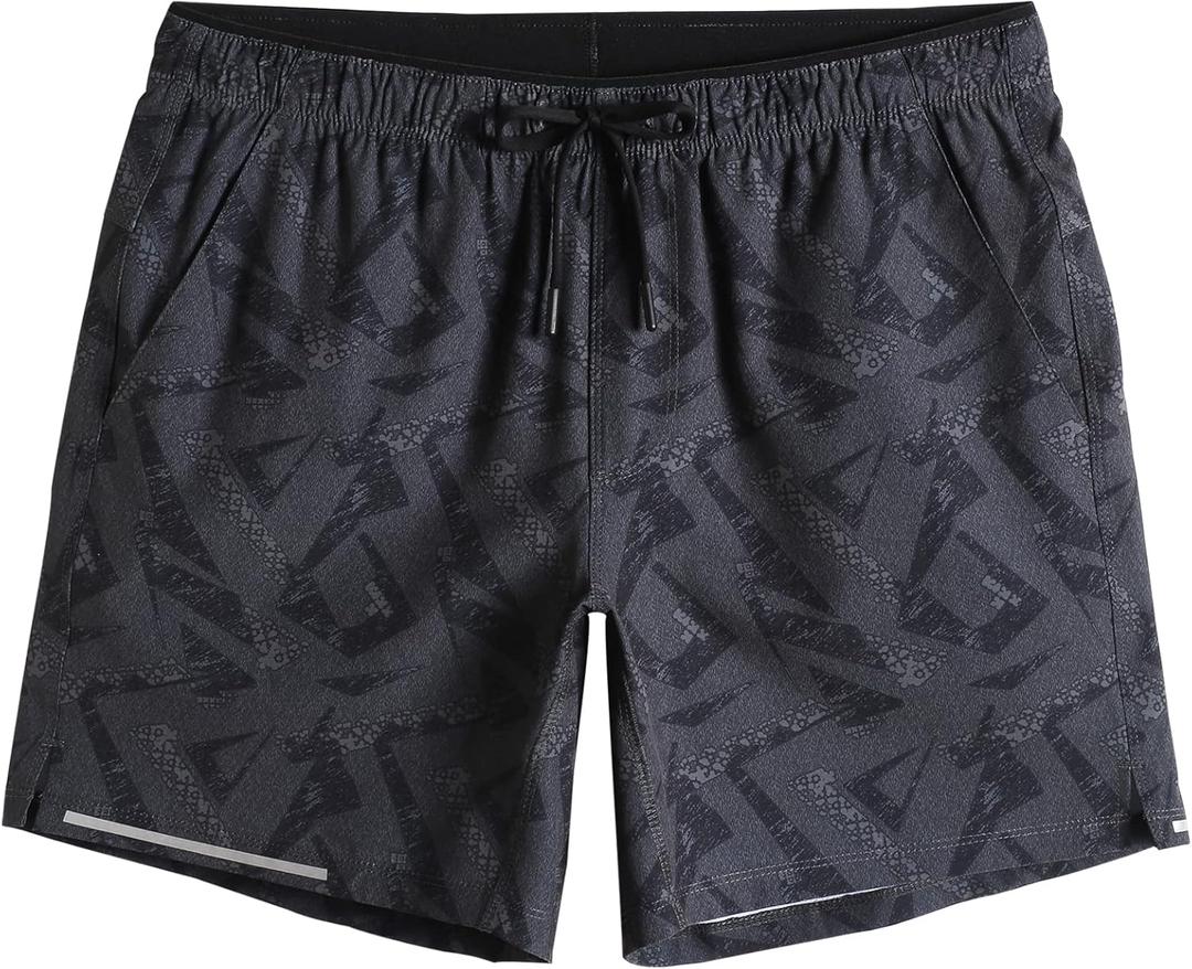 maamgic Mens Running Shorts Workout 6" Marathon Lightweight Quick Dry Gym Shorts with Zip Pocket (Medium, Shadow)