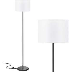 Modern Floor Lamp Simple Design with White Shade, Foot Pedal Switch, 60" Small Tall Lamps for Living Room Bedroom Office Dining Room Kitchen, Black Pole Lamp(Without Bulb)