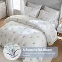 Intelligent Design Aglaia Full/Queen Blue Floral Ruffle Quilt, Modern Farmhouse Cottagecore Bedding, Ultra Soft All-Season Quilt Set with 2 Pillow Shams