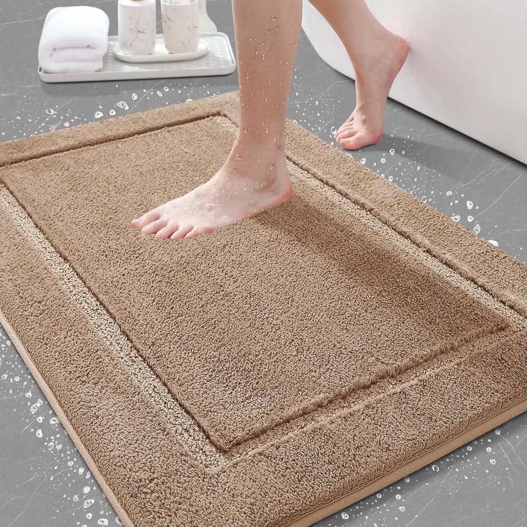 Bathroom Rugs 36"x24", Ultra Soft Thick Plush Fluffy Microfiber Absorbent Bath Mat, Non-Slip Backing, Machine Washable Bath Mats for Bathroom Floor, Tub and Shower, Home Decor Accessories, Brown