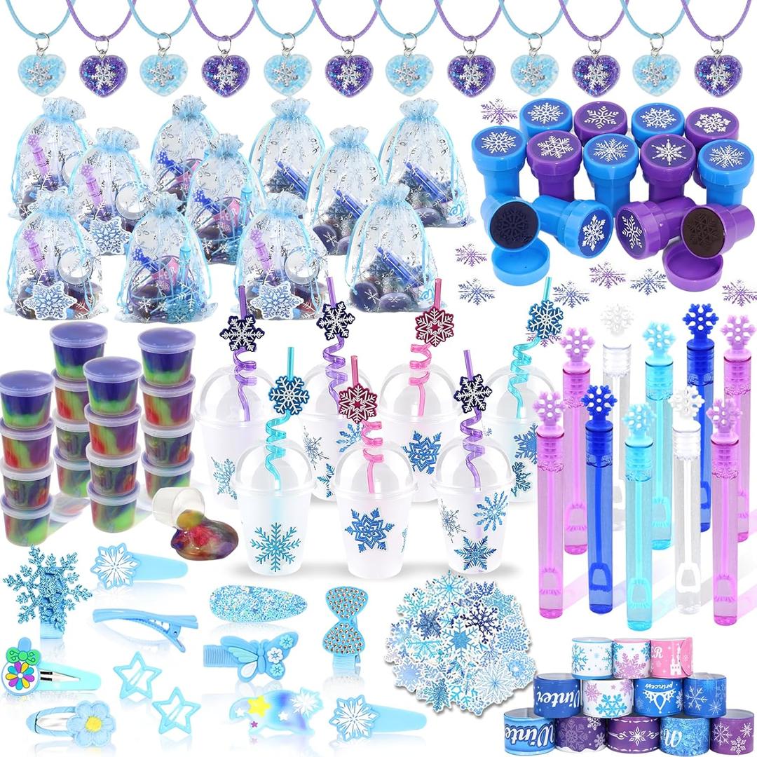 Frozen Party Favors, Snowflake Princess Theme Birthday Supplies Set 170PCS - With Various Party Toys Goodie Bag Stuffers, Piata Filling Perfect for Winter Party Decorations for Girls