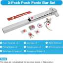 IRONWALLS Panic Bars for Exit Doors With Handle 2-Pack, 27.5" Commercial Push Bar Device With Exterior Lever, Stainless Steel Emergency Bar for 27.5"-41" Doors