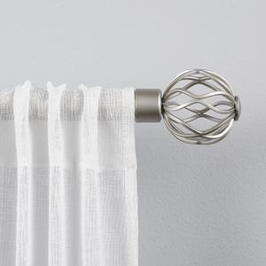 Exclusive Home Curtains ER1012-01 66120 Ogee 1" Curtain Rod and Finial Set, 66"-120", Matte Silver