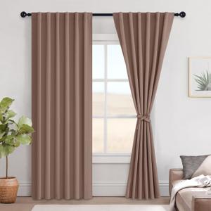 Hiasan Blackout Curtains 84 Inches Long Room Darkening Thermal Insulated Blackout Curtains for Living Room Cold Weather Thermal Drapes for Winter,Privacy Assured, 52" Wide,Cappuccino