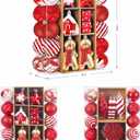 SHareconn 65pcs Christmas Tree Ornaments Set, Shatterproof Christmas Gingerbread Man Balls Bulk Gift Boxes, Hanging Plastic Decorative Baubles for Xmas Trees Decorations, Holiday Party, Red White (65CT)