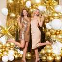 White and Gold Balloon Arch Kit, 130Pcs White and Gold Graduation Decorations with Gold Foil Star Confetti Balloons for College High School Graduation Decorations Class of 2026