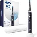 Oral-B iO Series 6 Rechargeable Electric Toothbrush with Visible Pressure Sensor to Protect Gums, 2 Minute Timer, 5 Cleaning Settings, 1 Replacement Toothbrush Head, and Travel Case, Black