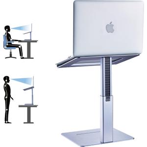 Adjustable Laptop Stand, Tall, Strong, Airflow, Suitable for 13.3-17.3 Inch Laptops, Lift Screen to Eye Level for Video Conferences (Gray)