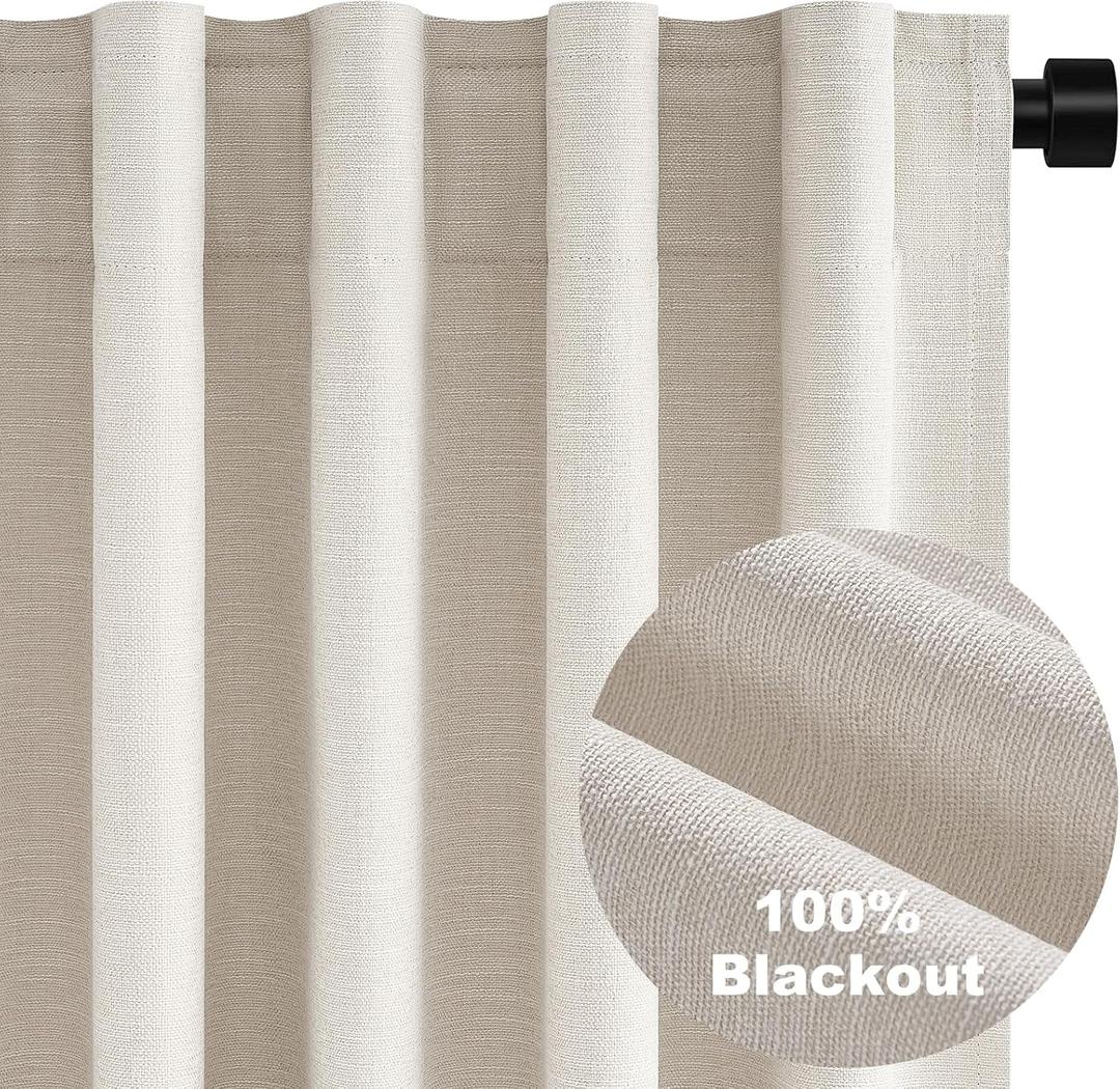 Cream Ivory 70 Inch Wide Curtains 92 Inches Long for Living Room Light Filtering Non See Through Farmhouse Pleated Curtain Hooks Rings for Patio Sliding Door Dining Room Large Window 1 Panel 70x92