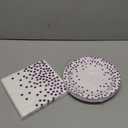 White and Purple Gold Paper Plates- 100 Pack- 50 x 7" Paper Plates & 50 x 6.5" Napkins, Purple Plate and Napkins Party Supplies for Birthdays Receptions and All Occasions