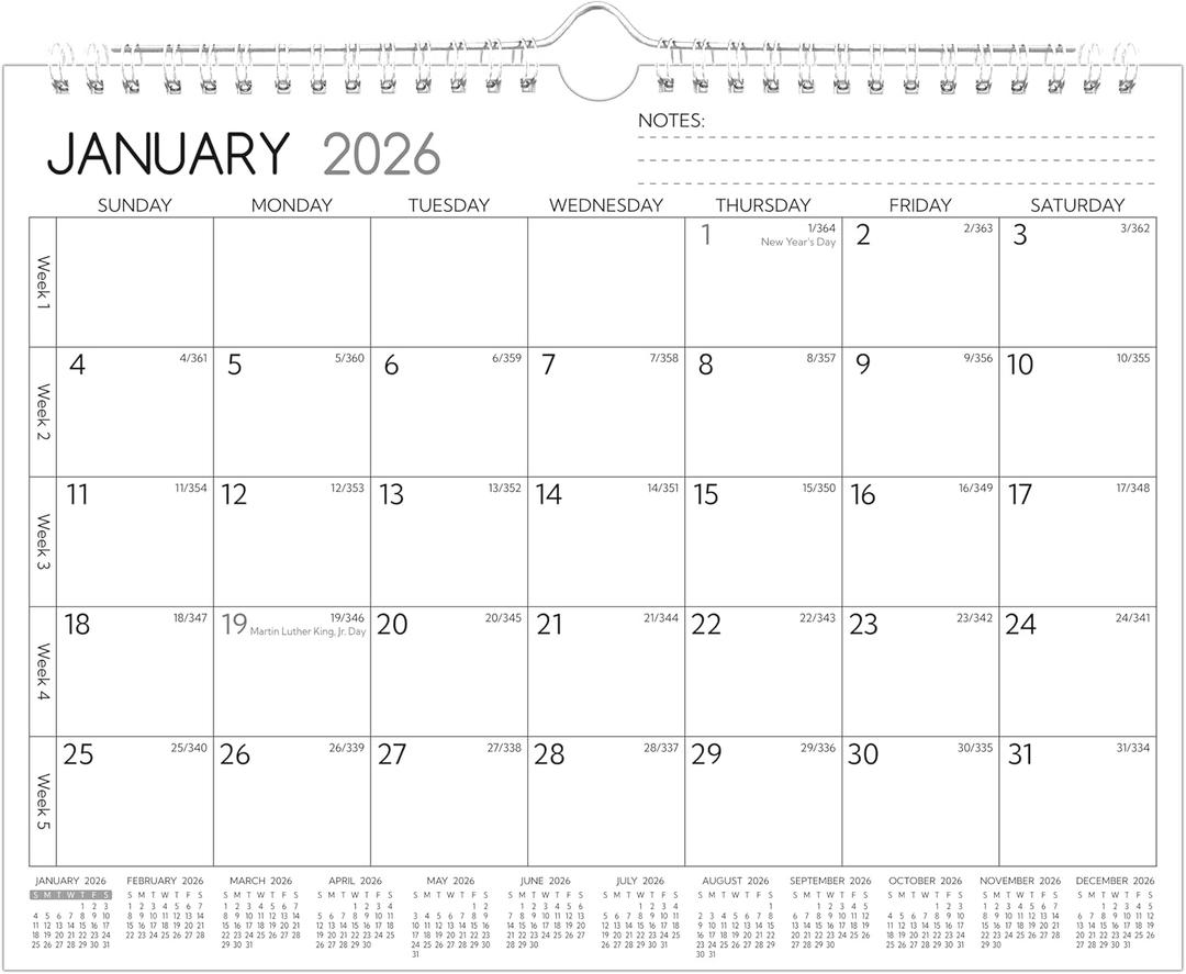2 x Wall Calendar 2026-2027 Use Now to Dec 2027, 2 Year Small Calendar 2026-2027, 11 x 8.5 In, 2026 Calendar 24 Months, Monthly Calendar 2026, with Ruled Blocks, Thick Paper, Holidays, To-dos Notes