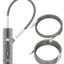 Cable Lock, 4-Digit Combination Wire Lock with 3 Rechangeable Steel Braided Steel Ropes (9"/24"/47"), Compact & Portable for Bikes, Luggage, Storage Units, Fence & Cabinet (Gun-Grey)