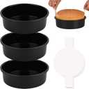 HUAKENER 6 Inch Cake Pan - Set of 3 Round Cake Pans with 100 Pieces Parchment Paper, Non-stick Cake Baking Pans, Dishwasher Safe
