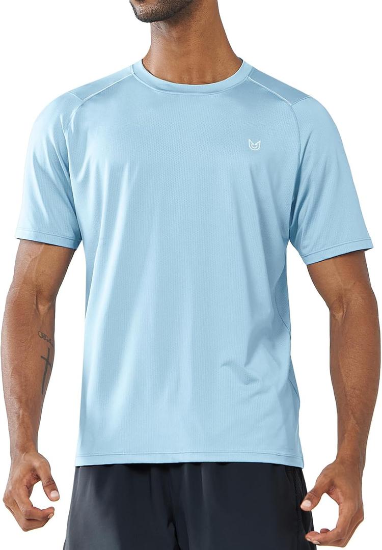 NORTHYARD Men's Athletic Running T-Shirts Workout Lightweight Short Sleeve Performance Shirts Top Tee (Blue, M)