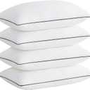 Acanva Cooling Bed Pillows for Sleeping, Luxury Hotel Quality 3D Microfiber Filling with Breathable Cover for Side Back and Stomach Sleepers, Reduces Neck Pain,King (Pack of 4), Black
