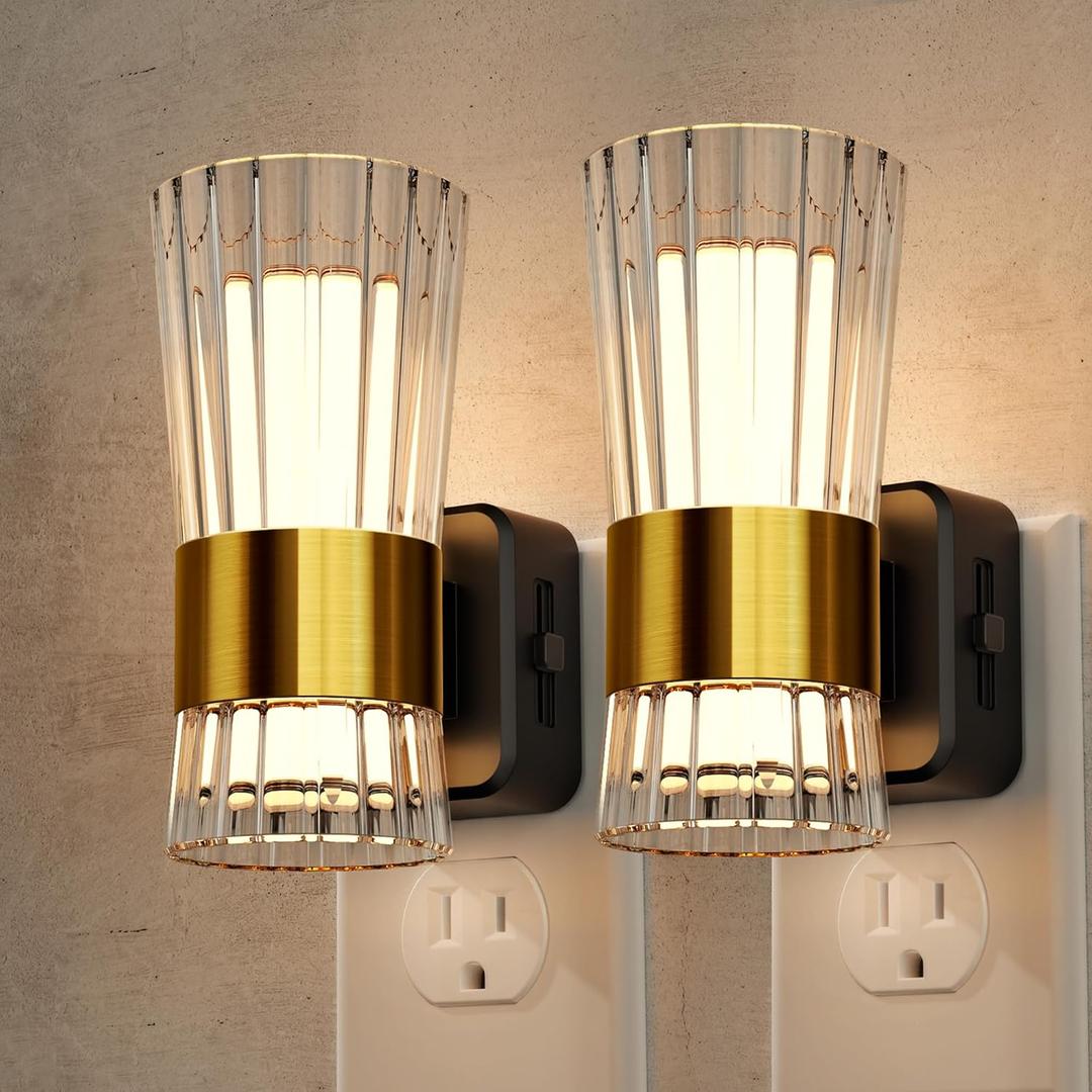 Night Light, Night Lights Plug into Wall, Soft White LED Nightlight for Kids, Adjustable Brightness 0-100LM, Dusk to Dawn Sensor, Soft Light for Bedroom, Hallway, Nursery, 2 Pack (Middle, Cream)