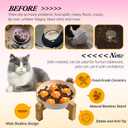 Elevated Slow Feeder Cat Bowl - Maze Puzzle Cat Food Dish with Bamboo Stand, Anti-Slip - Raised Base for Comfortable Eating - 6 OZ - Bright Orange Flower