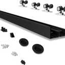 JUBEST 5FT Heavy Duty Bypass Door Hardware with Finger Pulls,Sturdy Aluminum Sliding Closet Door Track for 2 door System,Quietly and Smoothly,Fit Door Thickness 1 3/8" or 1 3/4",Easy to Install, Black