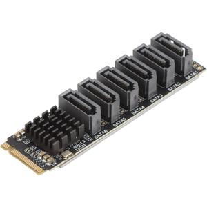 M.2 to SATA3.0 Adapter Card, M.2 M-Key PCIE3.0 to SATA Adapter, ASM1166 6Gbps 6 Port Expansion Card with Smart Indicator