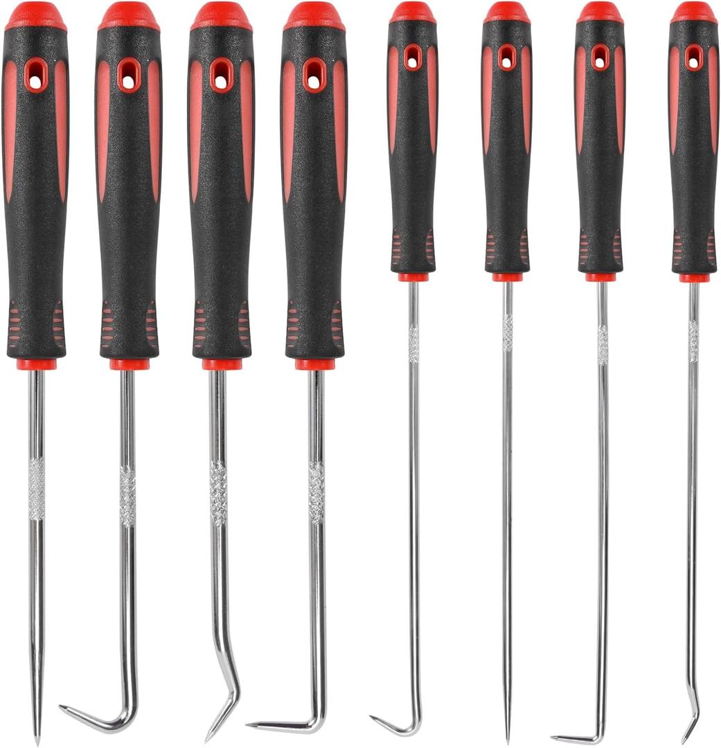 8PCS Precision Pick Set - Easy Removal Tool for Automotive Oil Seals, O-Rings, and Gaskets, Lock Pick Set, Picks, Pick Tool (black-red)
